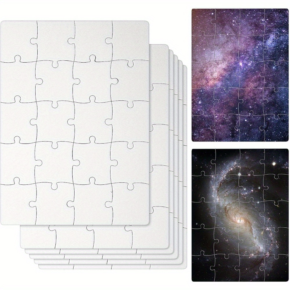 Puzzle Blank White - 6 buah teka-teki kosong sublimasi-ukuran A5